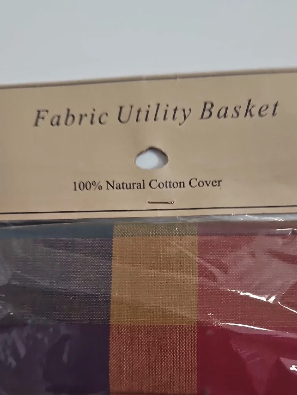 Fabric Utility Baskets - Plaid Multicolor & Blue Striped Set